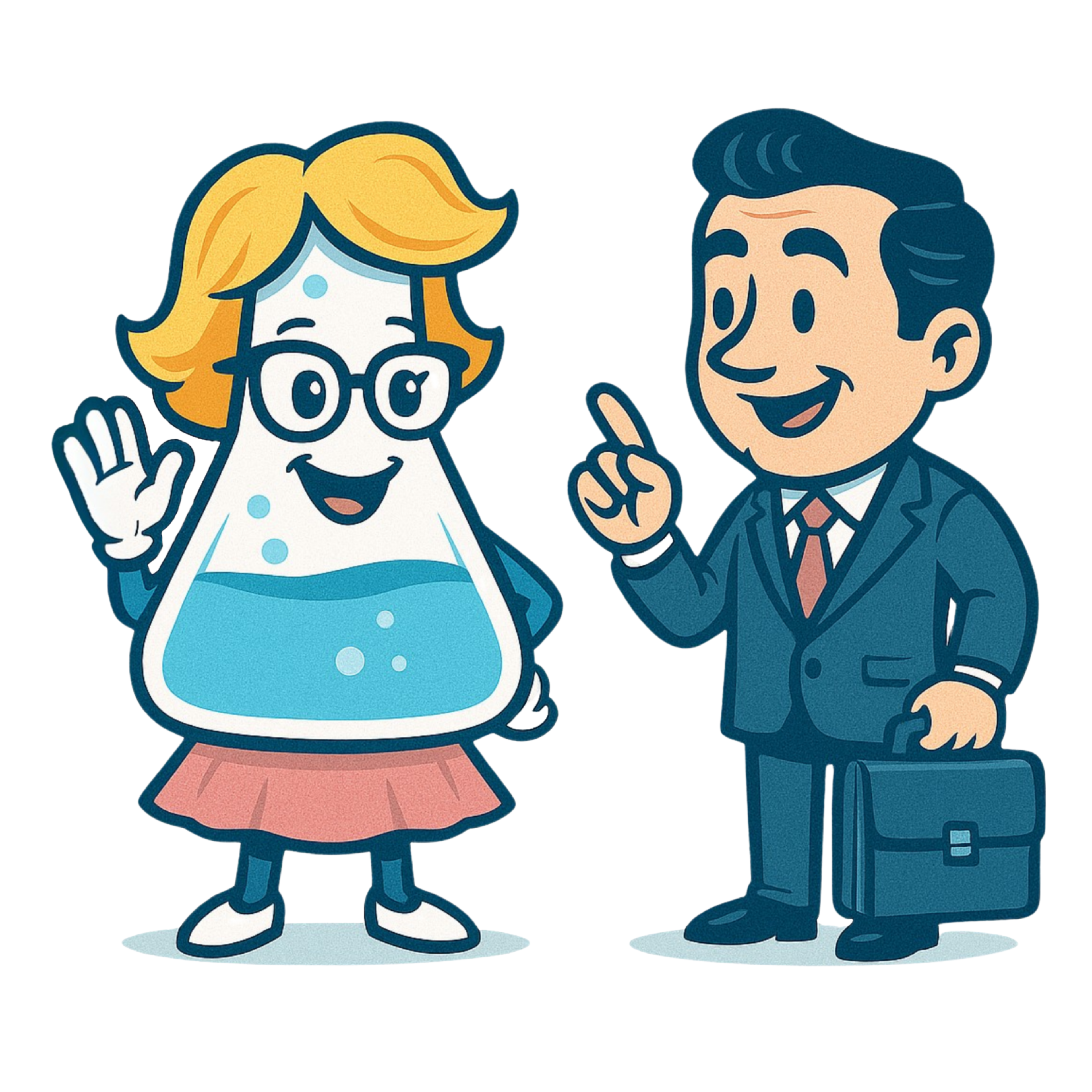 Employee and AI avatar interface illustration